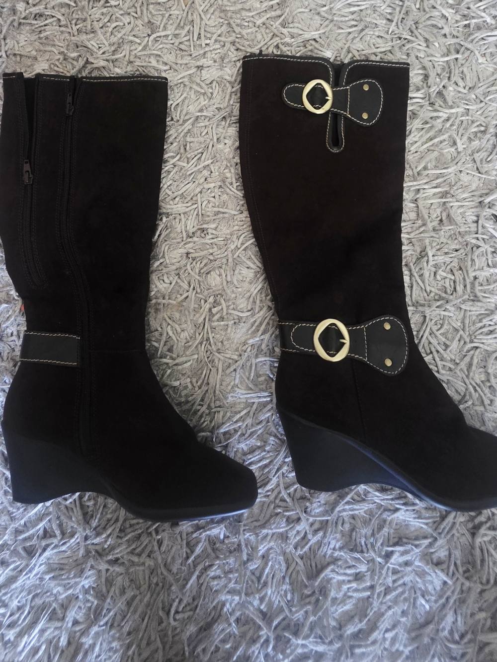 Dark Brown Wedge Boots